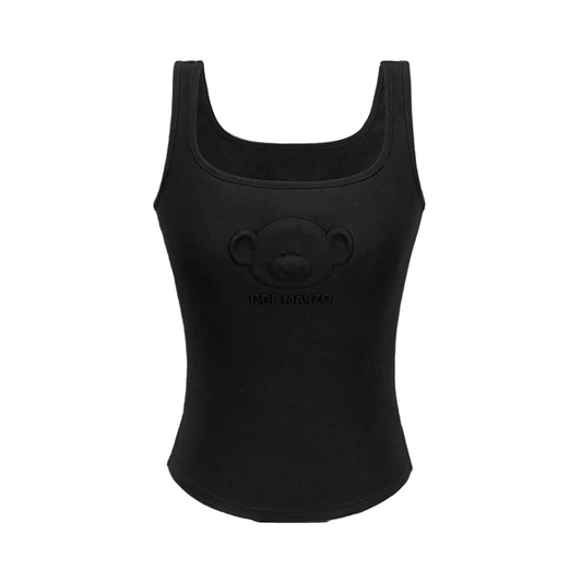 13DE MARZO Bear Logo Tank Top Black