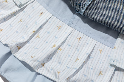 13DE MARZO Two-piece Style Smocked Denim Skirt Navy Blue
