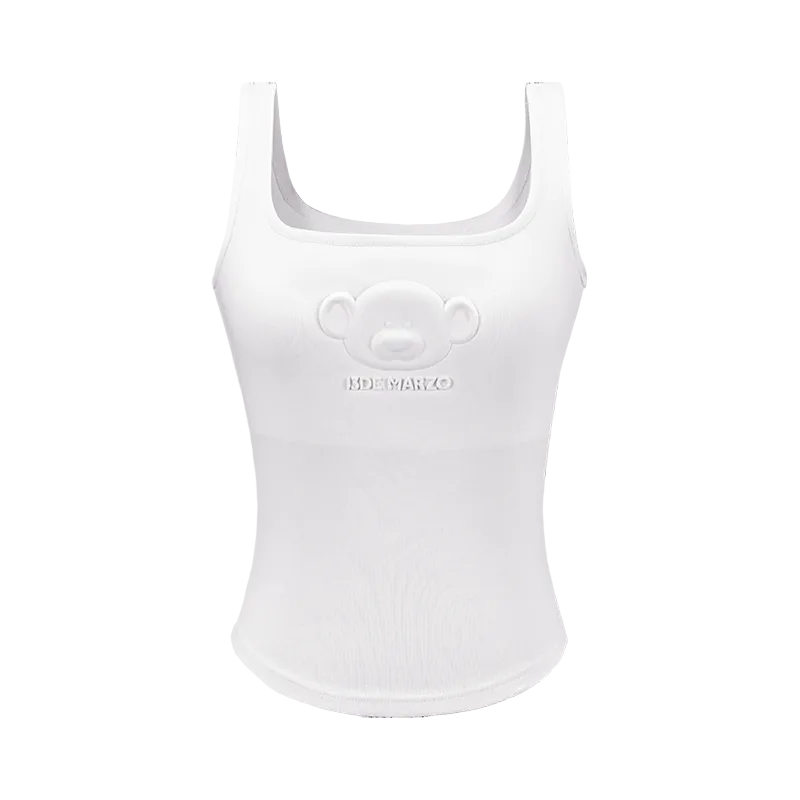 13DE MARZO Bear Logo Tank Top White