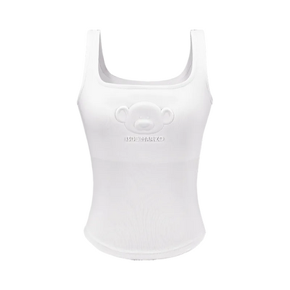 13DE MARZO Bear Logo Tank Top White