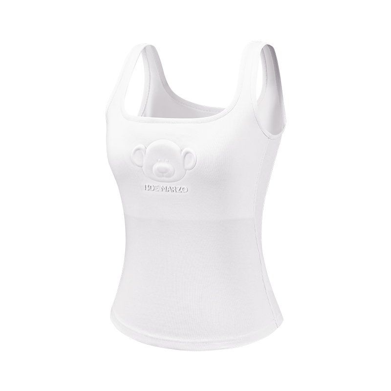 13DE MARZO Bear Logo Tank Top White