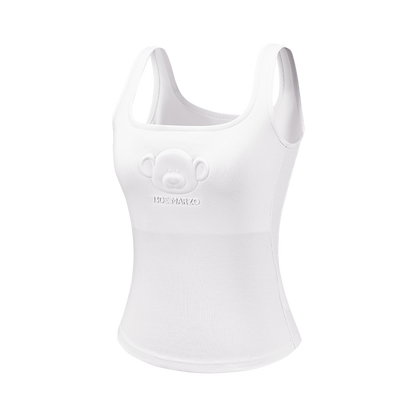 13DE MARZO Bear Logo Tank Top White