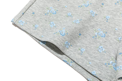 13DE MARZO Floral Print Sweatpants Shorts Grey