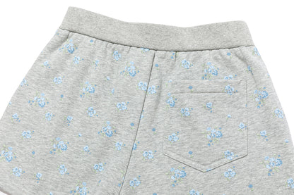 13DE MARZO Floral Print Sweatpants Shorts Grey