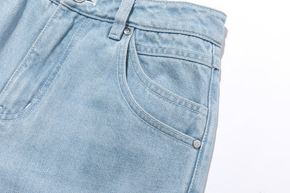 13DE MARZO Cuffed Wide-Leg Jeans Blue