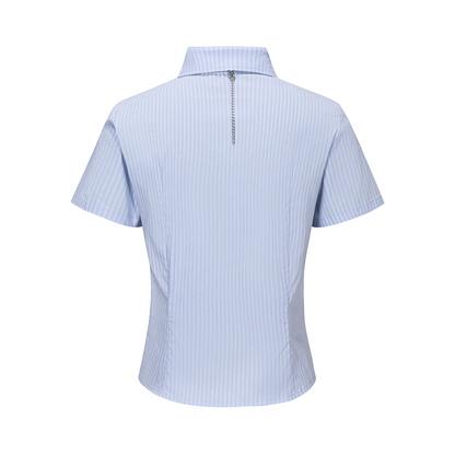 13DE MARZO Bear Fitted Waist Shirt Blue