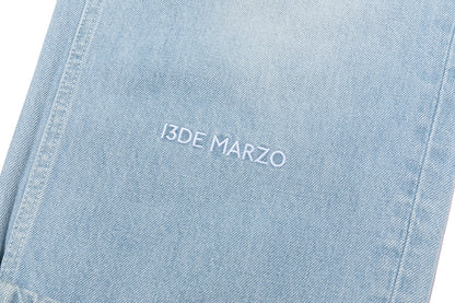 13DE MARZO Cuffed Wide-Leg Jeans Blue