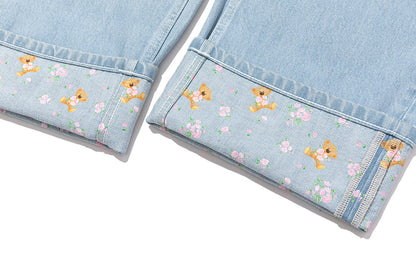 13DE MARZO Cuffed Wide-Leg Jeans Blue