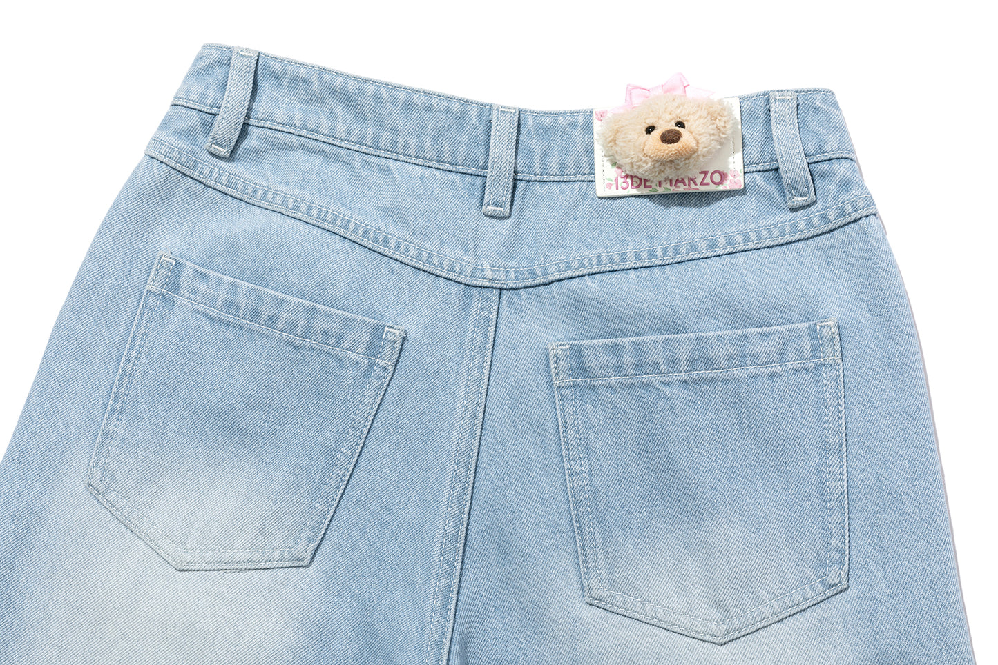 13DE MARZO Cuffed Wide-Leg Jeans Blue