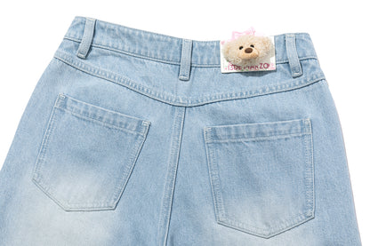 13DE MARZO Cuffed Wide-Leg Jeans Blue