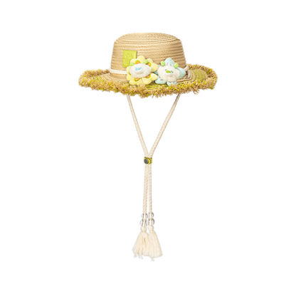 13DE MARZO Floral BabyBear Straw Hat - 13DE MARZO