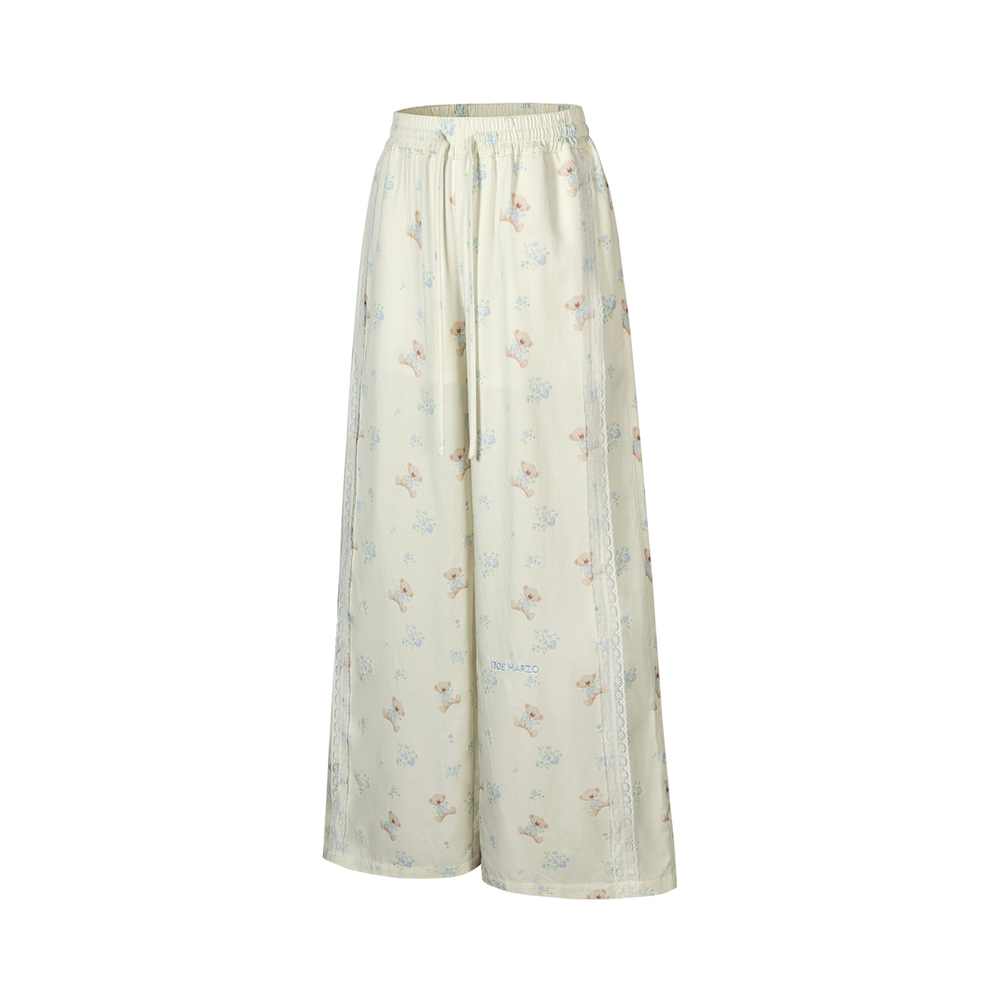 13DE MARZO All-Over Floral Print Loose Pants Beige