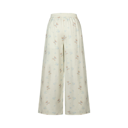 13DE MARZO All-Over Floral Print Loose Pants Beige