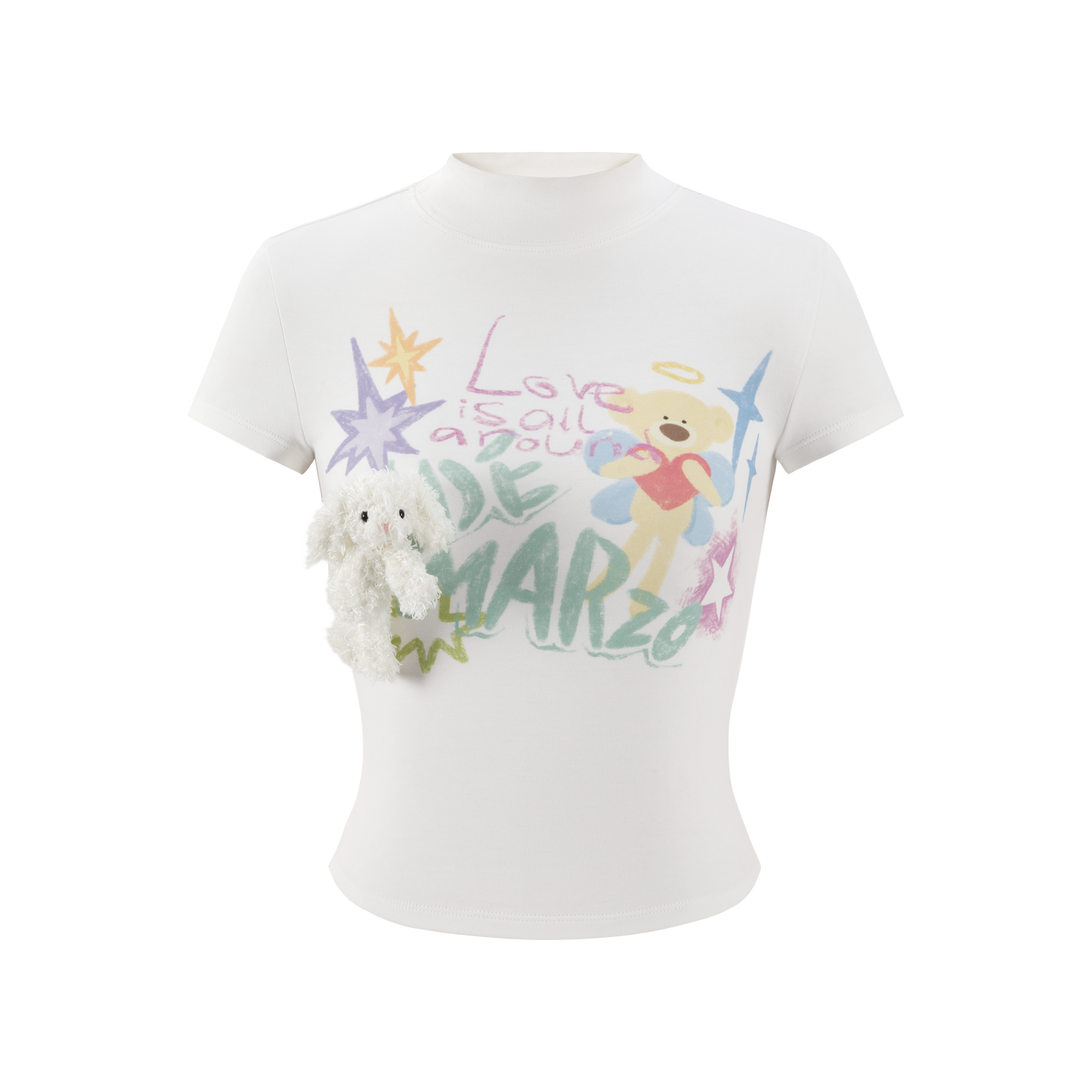 13DE MARZO Cartoon Waffle check T-shirt