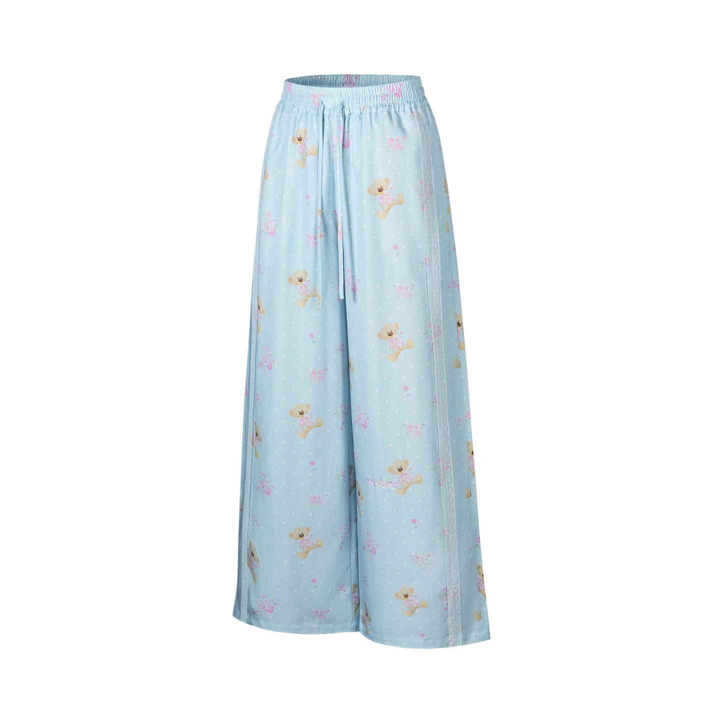 13DE MARZO All-Over Floral Print Loose Pants Blue