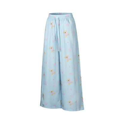 13DE MARZO All-Over Floral Print Loose Pants Blue