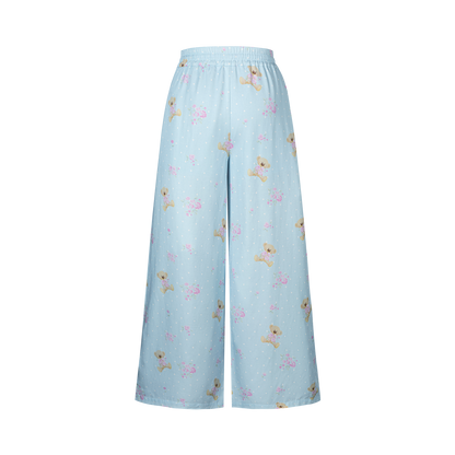13DE MARZO All-Over Floral Print Loose Pants Blue