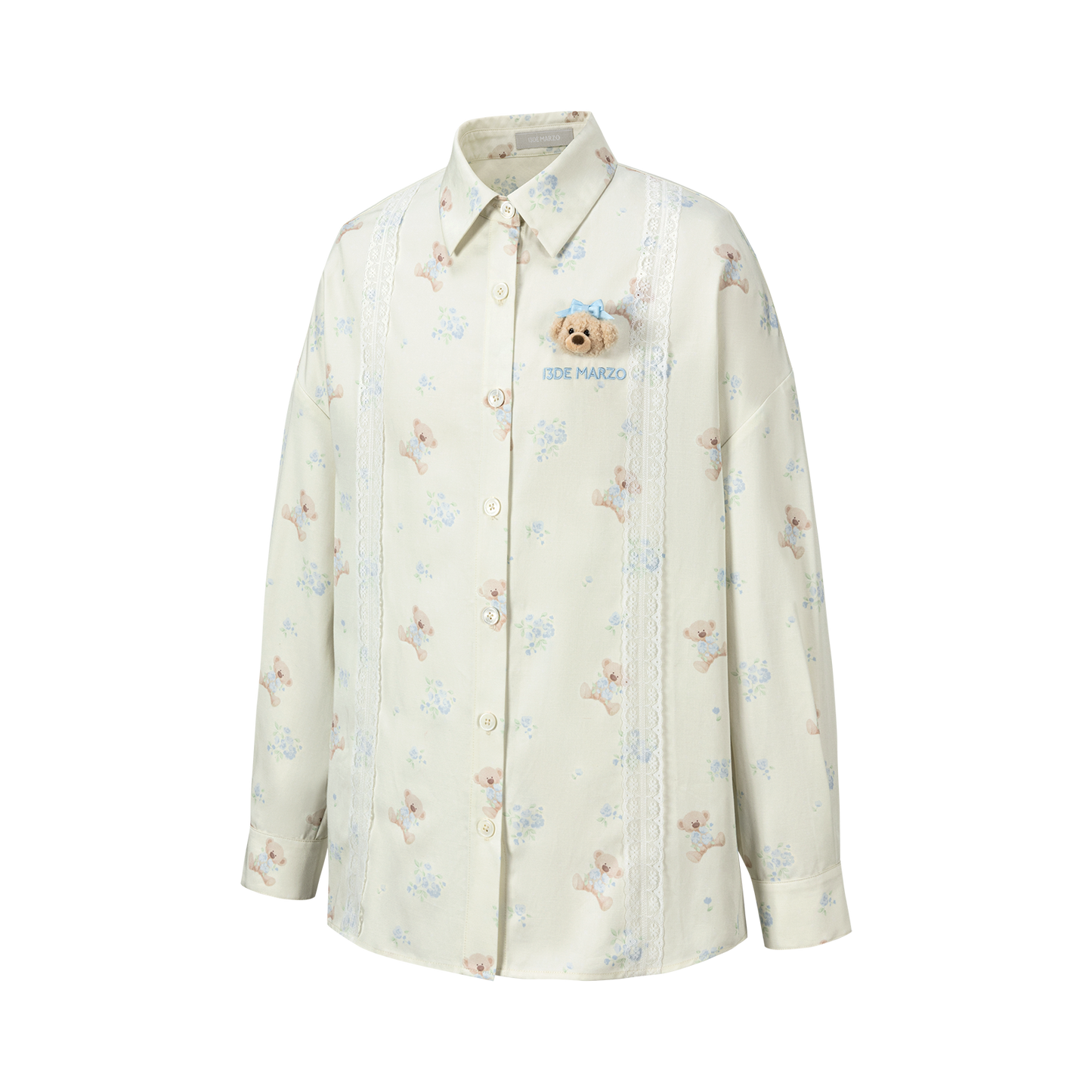 13DE MARZO All-Over Floral Print Shirt Beige