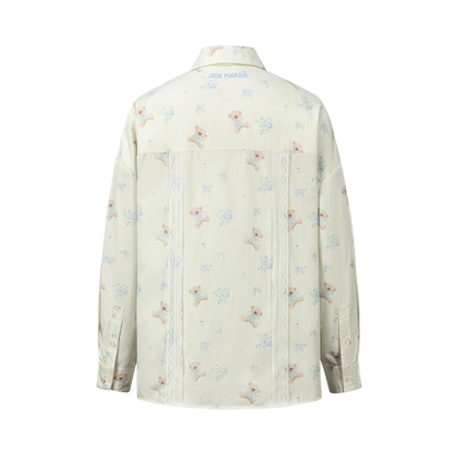 13DE MARZO All-Over Floral Print Shirt Beige