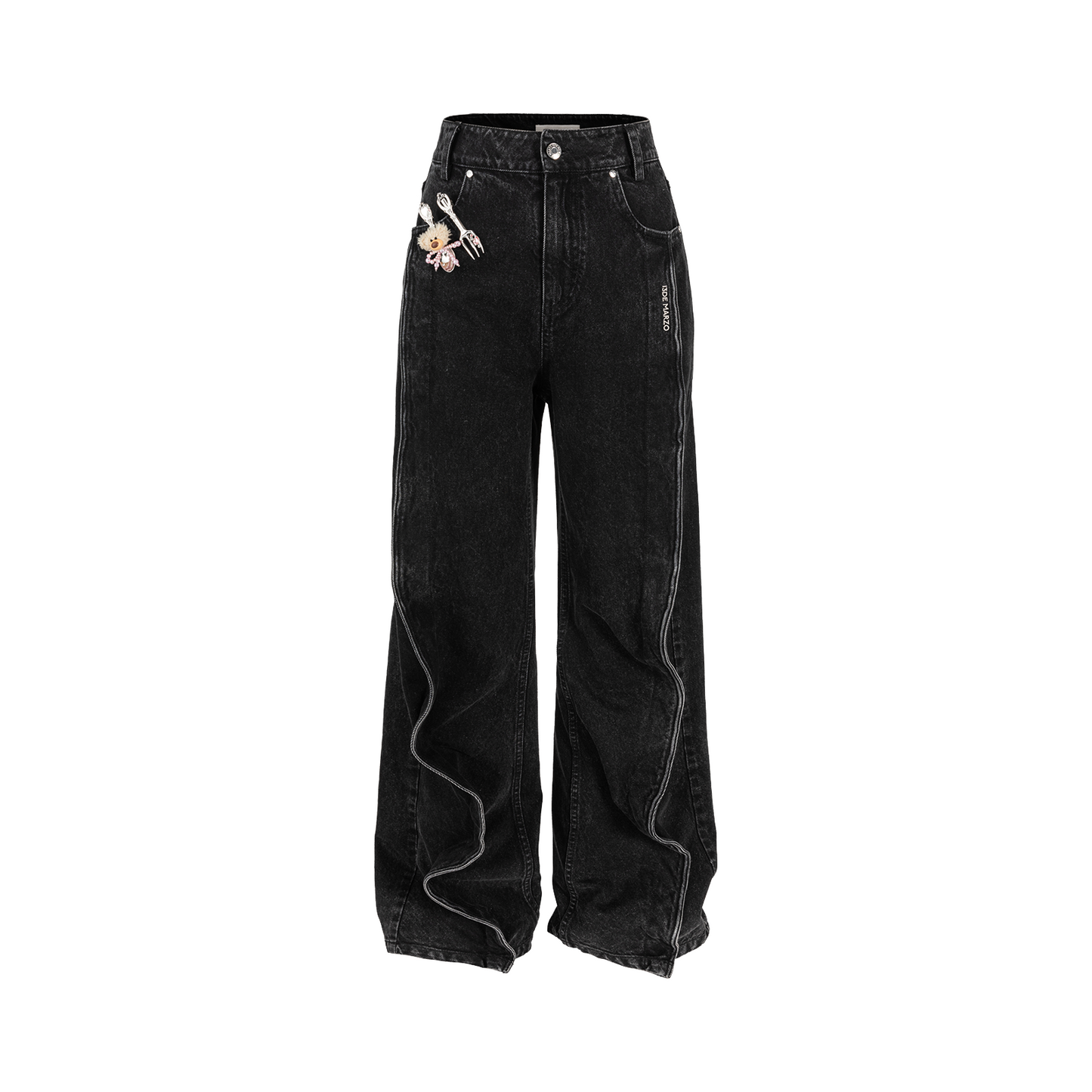 13DE MARZO Bear Fork Crinkle Jeans