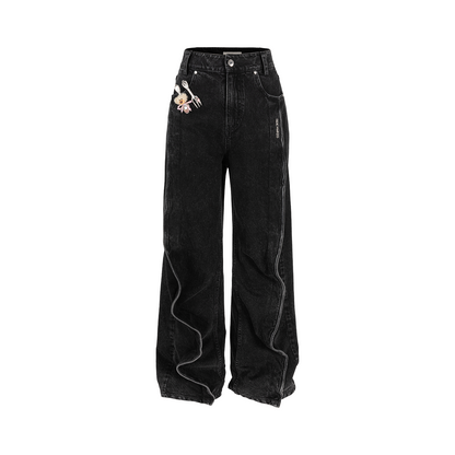 13DE MARZO Bear Fork Crinkle Jeans
