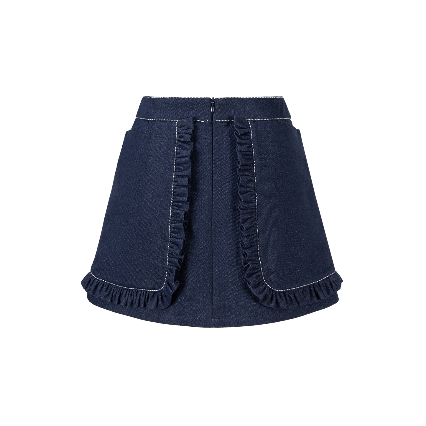 13DE MARZO Bow Tie Lace Trim Denim Skort