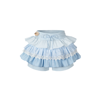 13DE MARZO Patchwork Ruffle Tiered Skirt Blue - 13DE MARZO