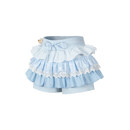 13DE MARZO Patchwork Ruffle Tiered Skirt Blue - 13DE MARZO