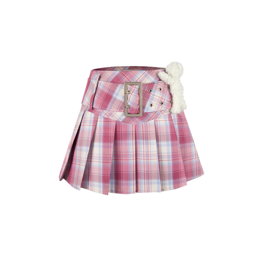 13DE MARZO Low Belt Plaid Skirt