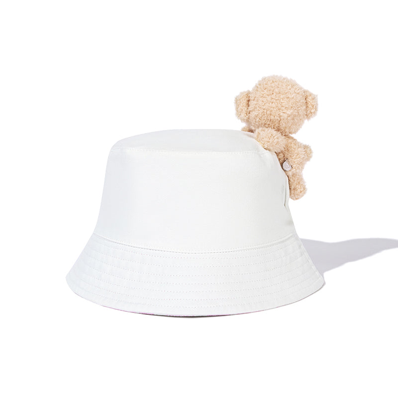 13DE MARZO BabyBear Bubblegum Bucket Hat White