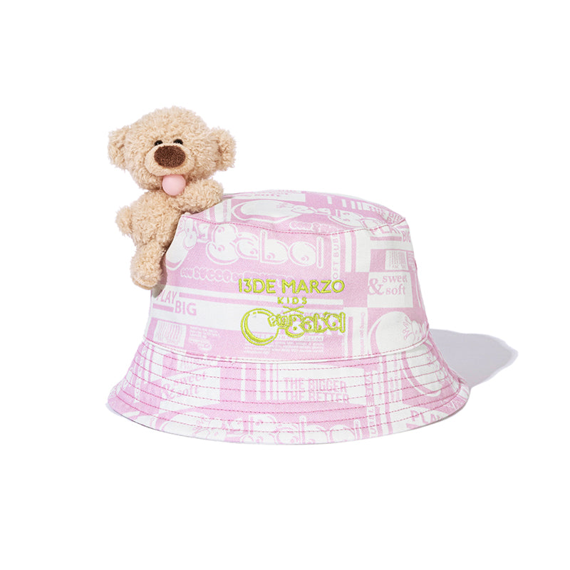 13DE MARZO BabyBear Bubblegum Bucket Hat White