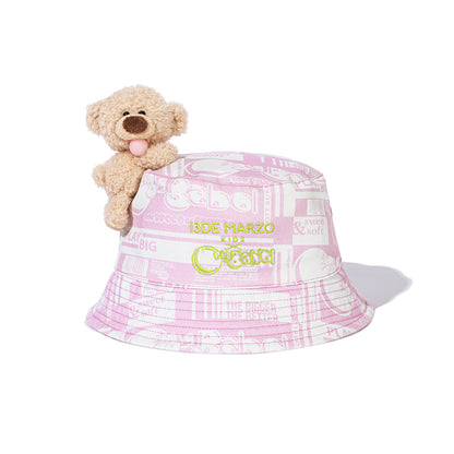 13DE MARZO BabyBear Bubblegum Bucket Hat White