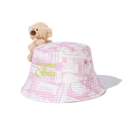 13DE MARZO BabyBear Bubblegum Bucket Hat White