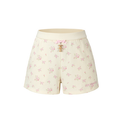 13DE MARZO Floral Print Sweatpants Shorts Beige