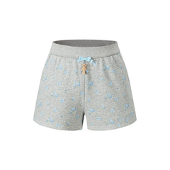 13DE MARZO Floral Print Sweatpants Shorts Grey