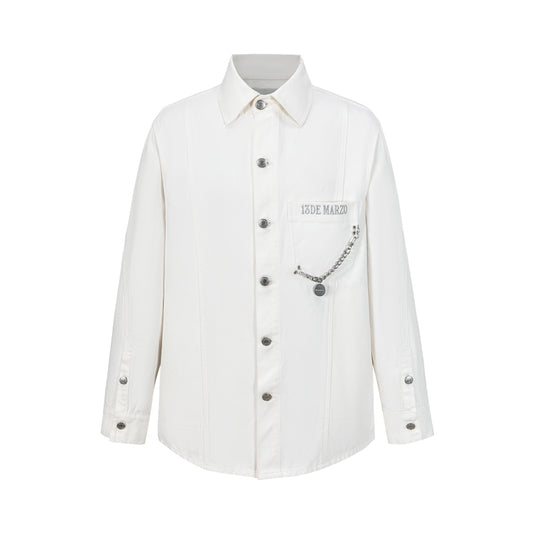 13DE MARZO Chains Illustrated Denim Shirt - 13DE MARZO