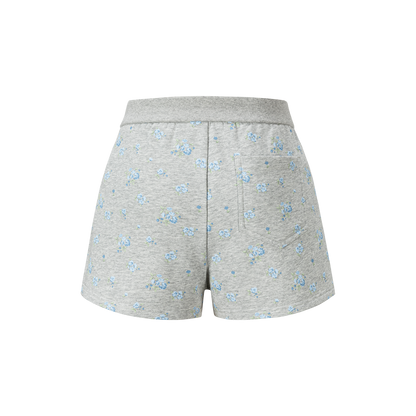 13DE MARZO Floral Print Sweatpants Shorts Grey
