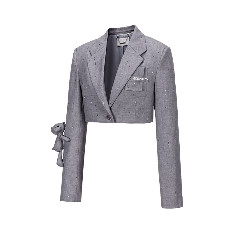 13DE MARZO Short Sparkle Blazer Grey