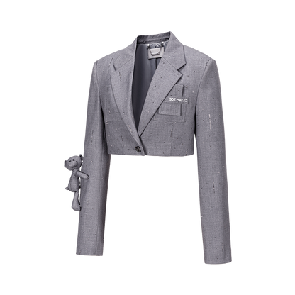 13DE MARZO Short Sparkle Blazer Grey