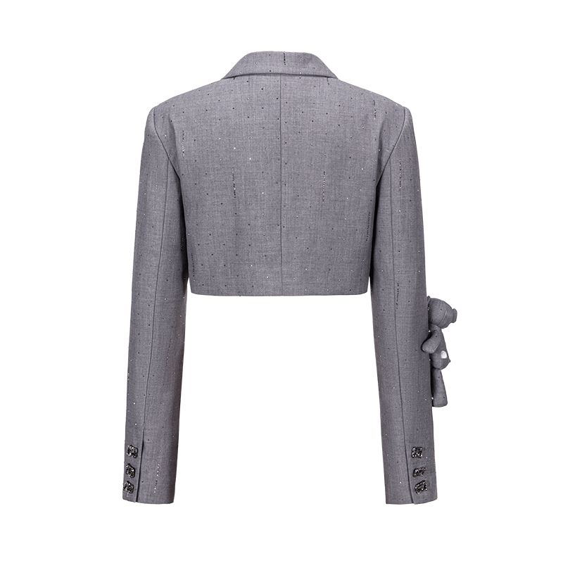 13DE MARZO Short Sparkle Blazer Grey