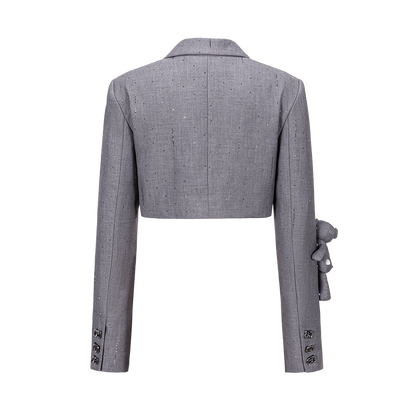 13DE MARZO Short Sparkle Blazer Grey