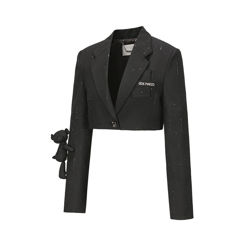 13DE MARZO Short Sparkle Blazer Black
