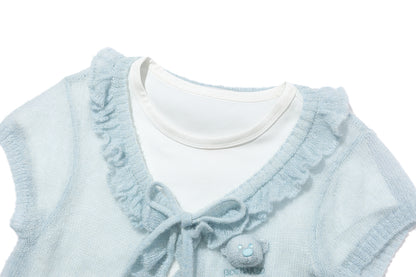 13DE MARZO Mohair Knit Cover-Up T-shirt