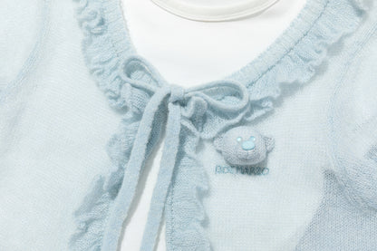 13DE MARZO Mohair Knit Cover-Up T-shirt