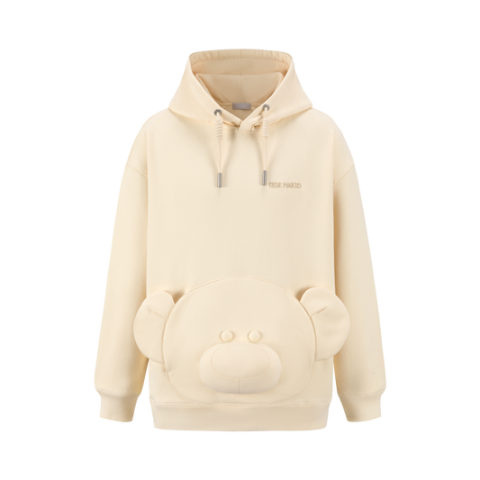 13DE MARZO Bear Embossment Pocket Hoodie