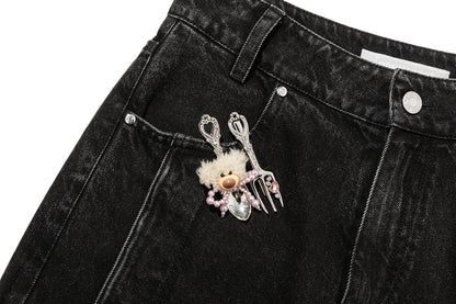 13DE MARZO Bear Fork Crinkle Jeans