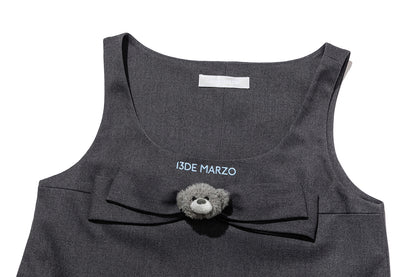 13DE MARZO Sleeveless Tulle Dress Dark Grey