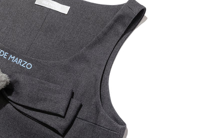 13DE MARZO Sleeveless Tulle Dress Dark Grey