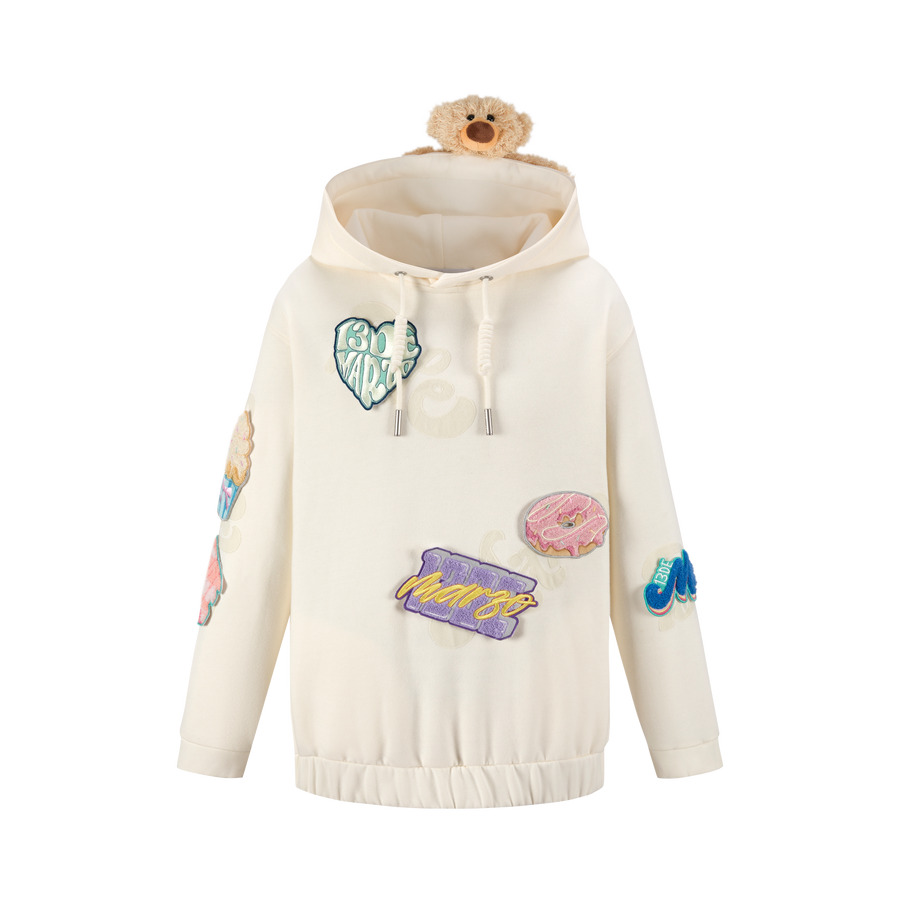 13DE MARZO Bear Velcro Badge Hoodie - 13DE MARZO