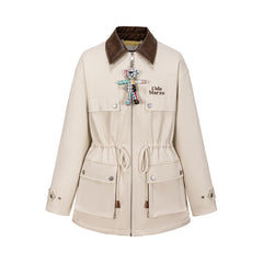 13DE MARZO Patchwork Bear Parka Coat